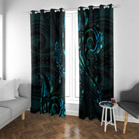 New Zealand Skink Window Curtain Aotearoa Maori Mix Paua Shell LT14 With Grommets Blue - Polynesian Pride