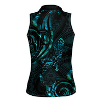 New Zealand Skink Women Sleeveless Polo Shirt Aotearoa Maori Mix Paua Shell