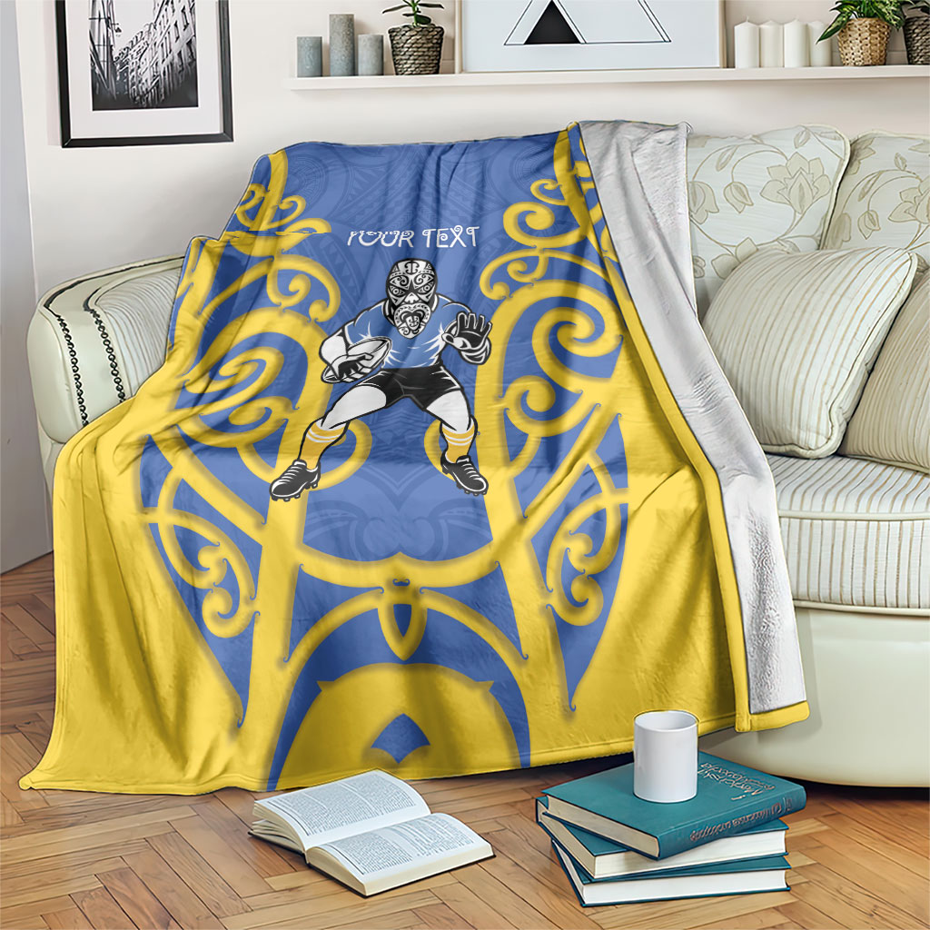 Otago Custom Rugby New Zealand Blanket Aotearoa Maori Pukana Tiki Mascot