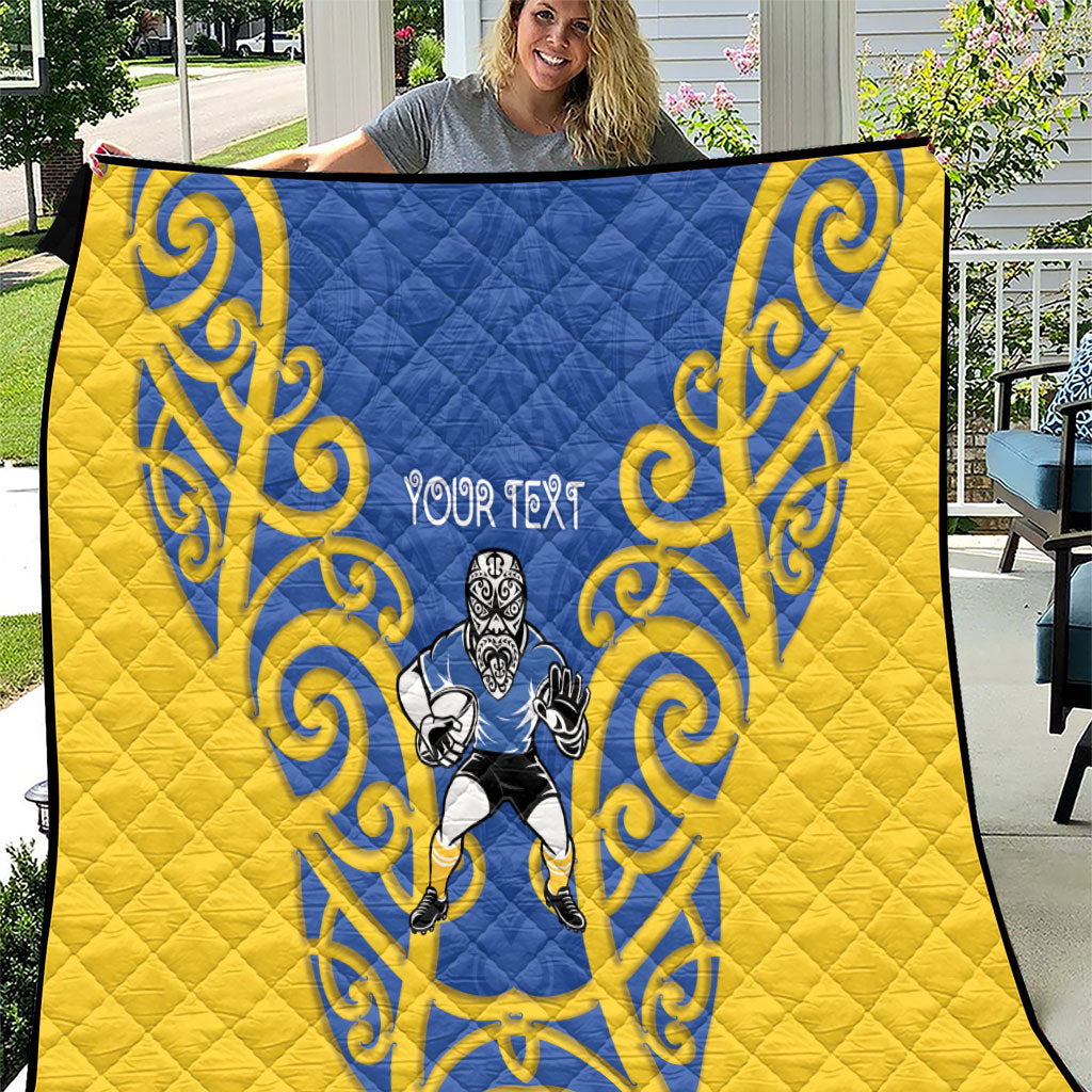 Otago Custom Rugby New Zealand Quilt Aotearoa Maori Pukana Tiki Mascot