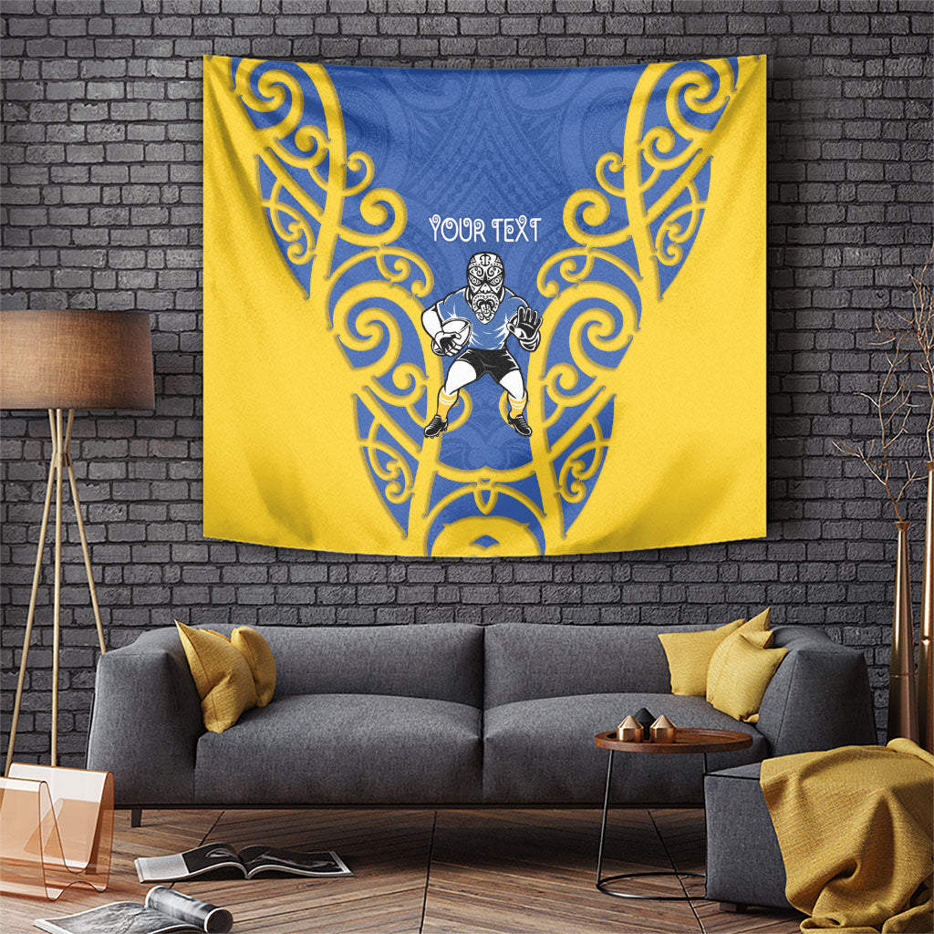 Otago Custom Rugby New Zealand Tapestry Aotearoa Maori Pukana Tiki Mascot