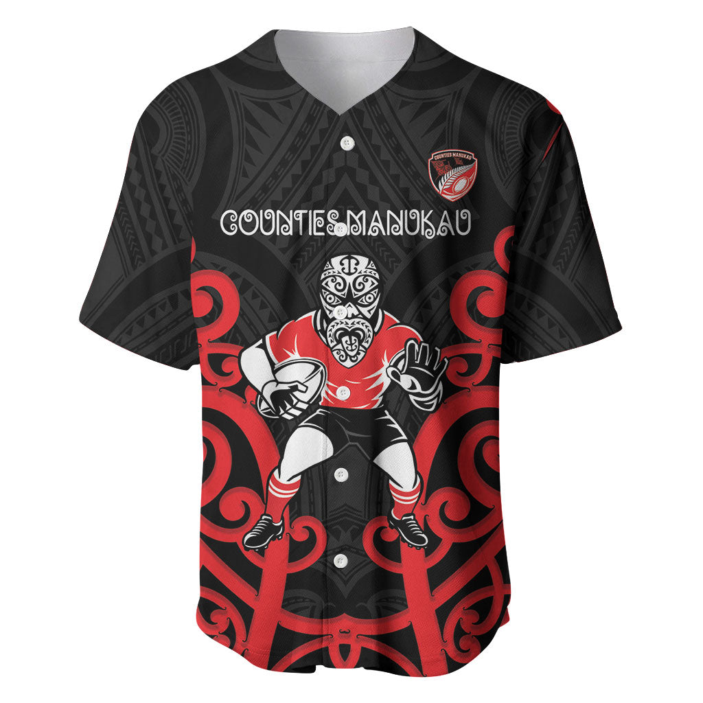 Counties Manukau Custom Rugby New Zealand Baseball Jersey Aotearoa Maori Pukana Tiki Mascot