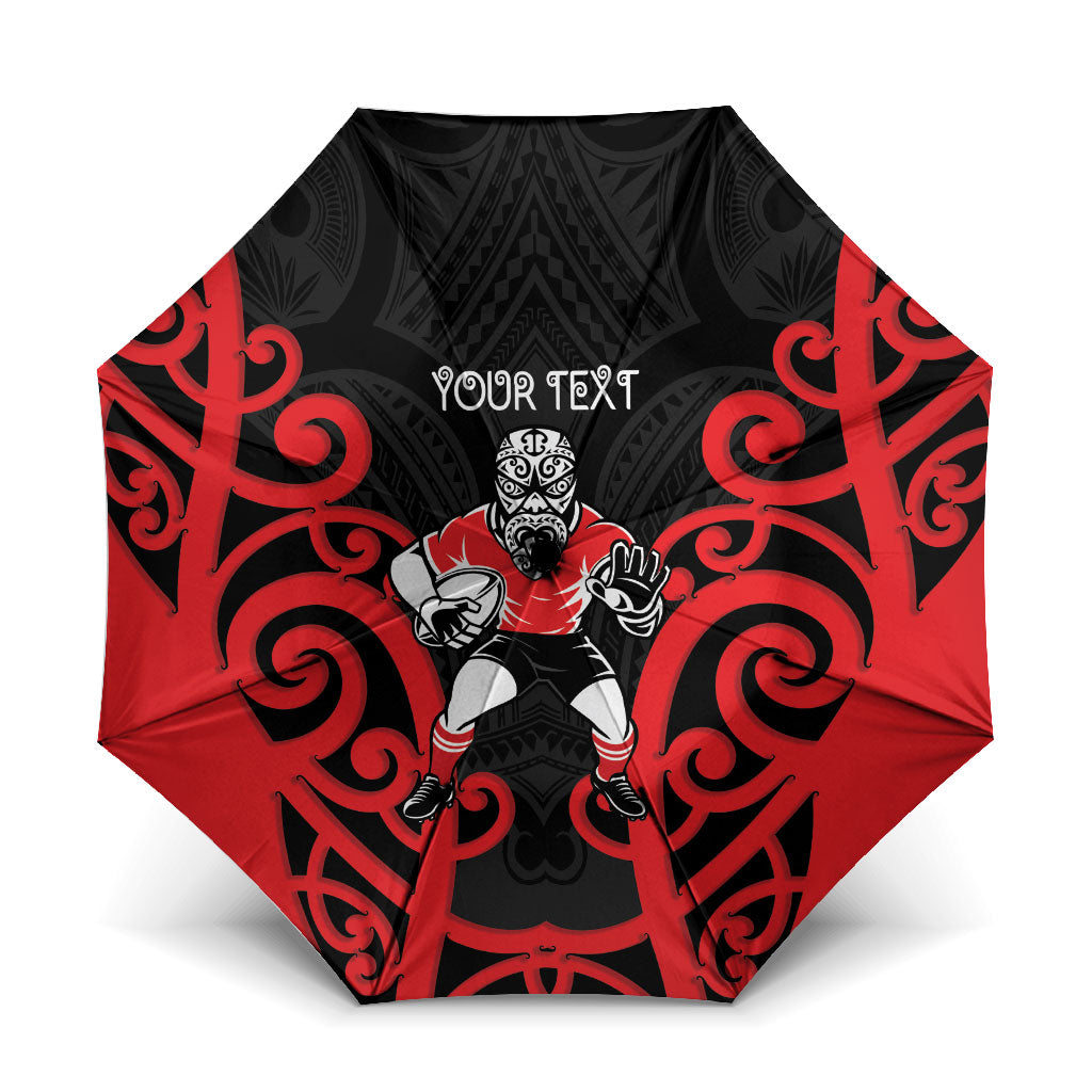 Counties Manukau Custom Rugby New Zealand Umbrella Aotearoa Maori Pukana Tiki Mascot