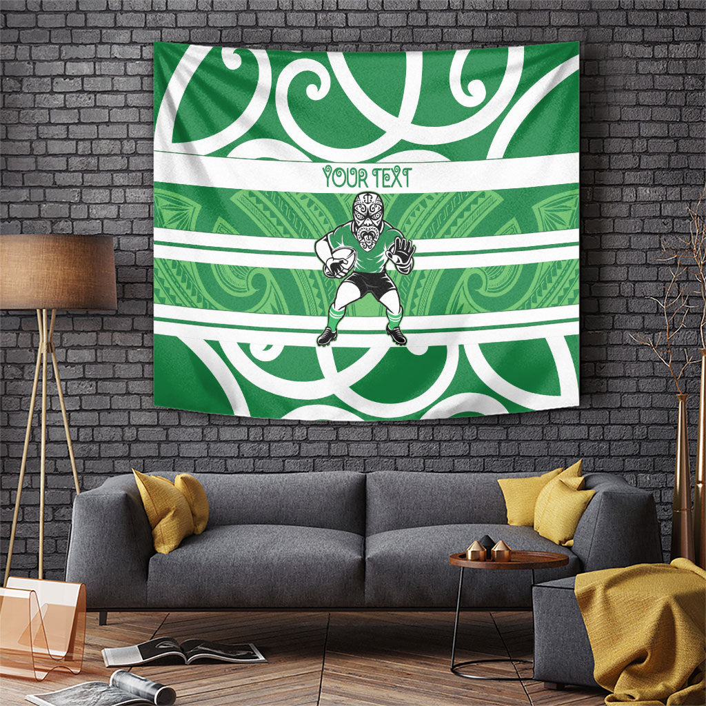 Manawatu Custom Rugby New Zealand Tapestry Aotearoa Maori Pukana Tiki Mascot