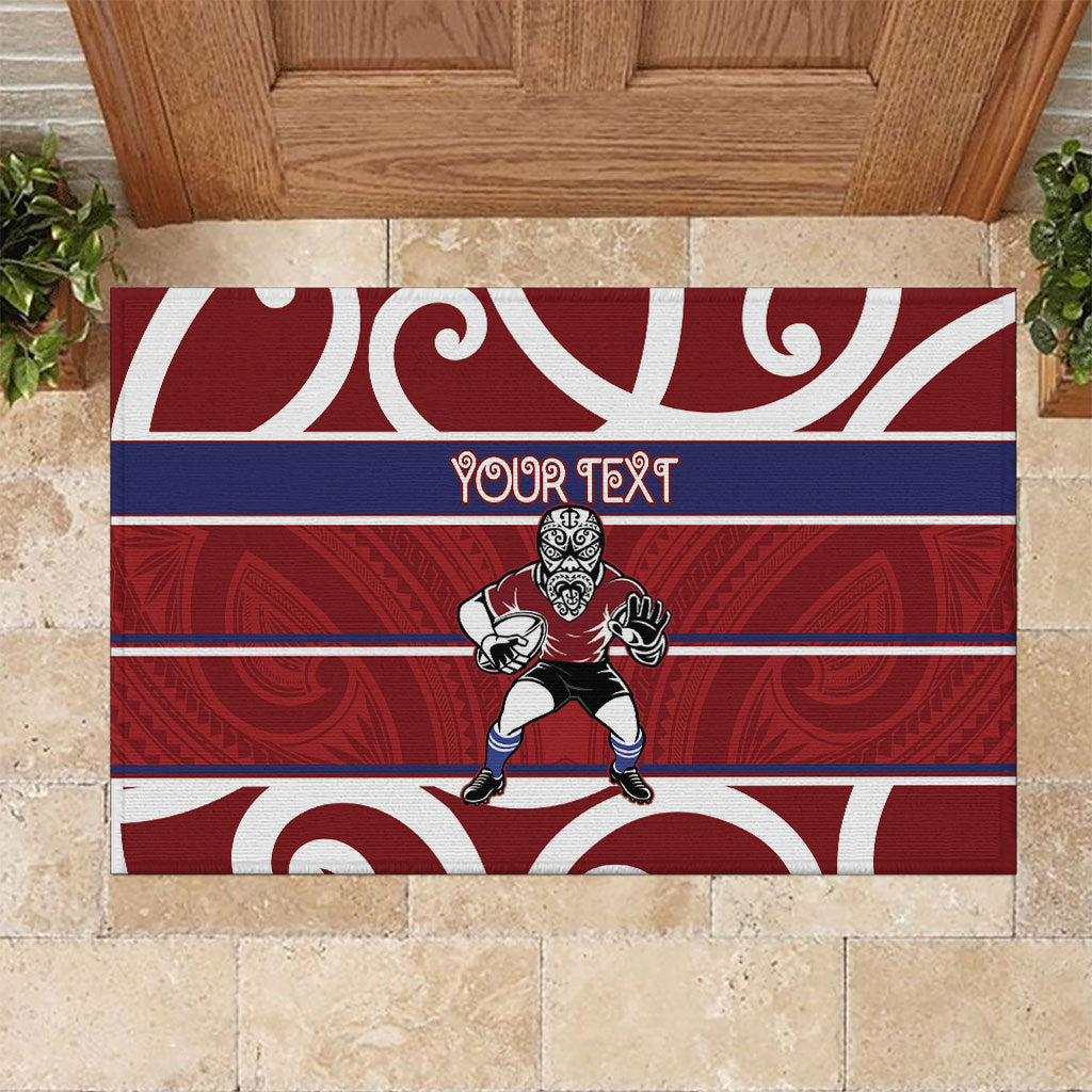Southland Custom Rugby New Zealand Rubber Doormat Aotearoa Maori Pukana Tiki Mascot