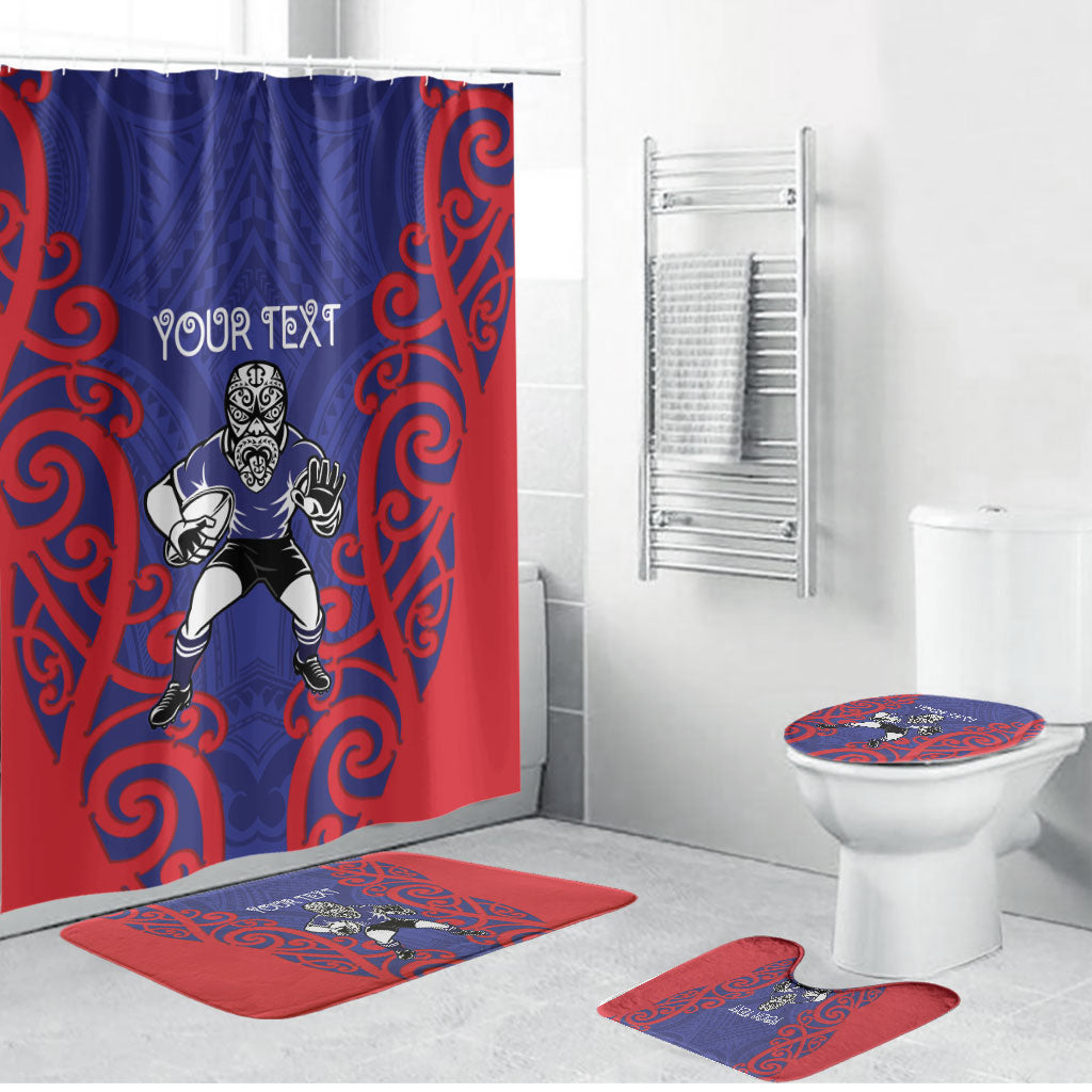 Tasman Custom Rugby New Zealand Bathroom Set Aotearoa Maori Pukana Tiki Mascot