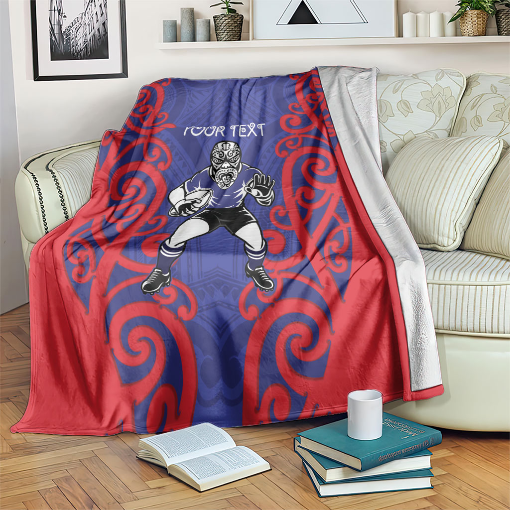 Tasman Custom Rugby New Zealand Blanket Aotearoa Maori Pukana Tiki Mascot