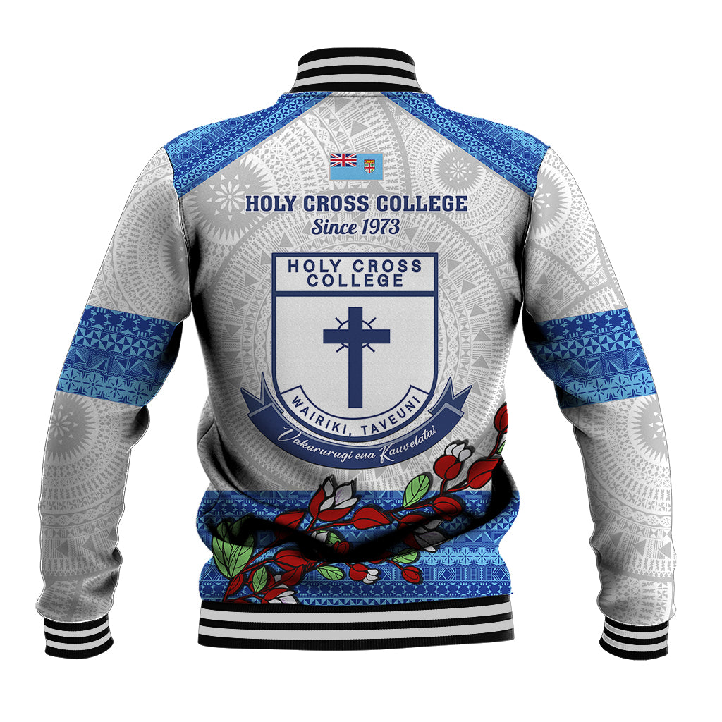 Fiji Holy Cross College Baseball Jacket Happy 50th Anniversary Fijian Tagimoucia Tapa Pattern LT14 - Polynesian Pride