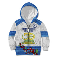 Fiji Holy Cross College Kid Hoodie Happy 50th Anniversary Fijian Tagimoucia Tapa Pattern LT14 - Polynesian Pride