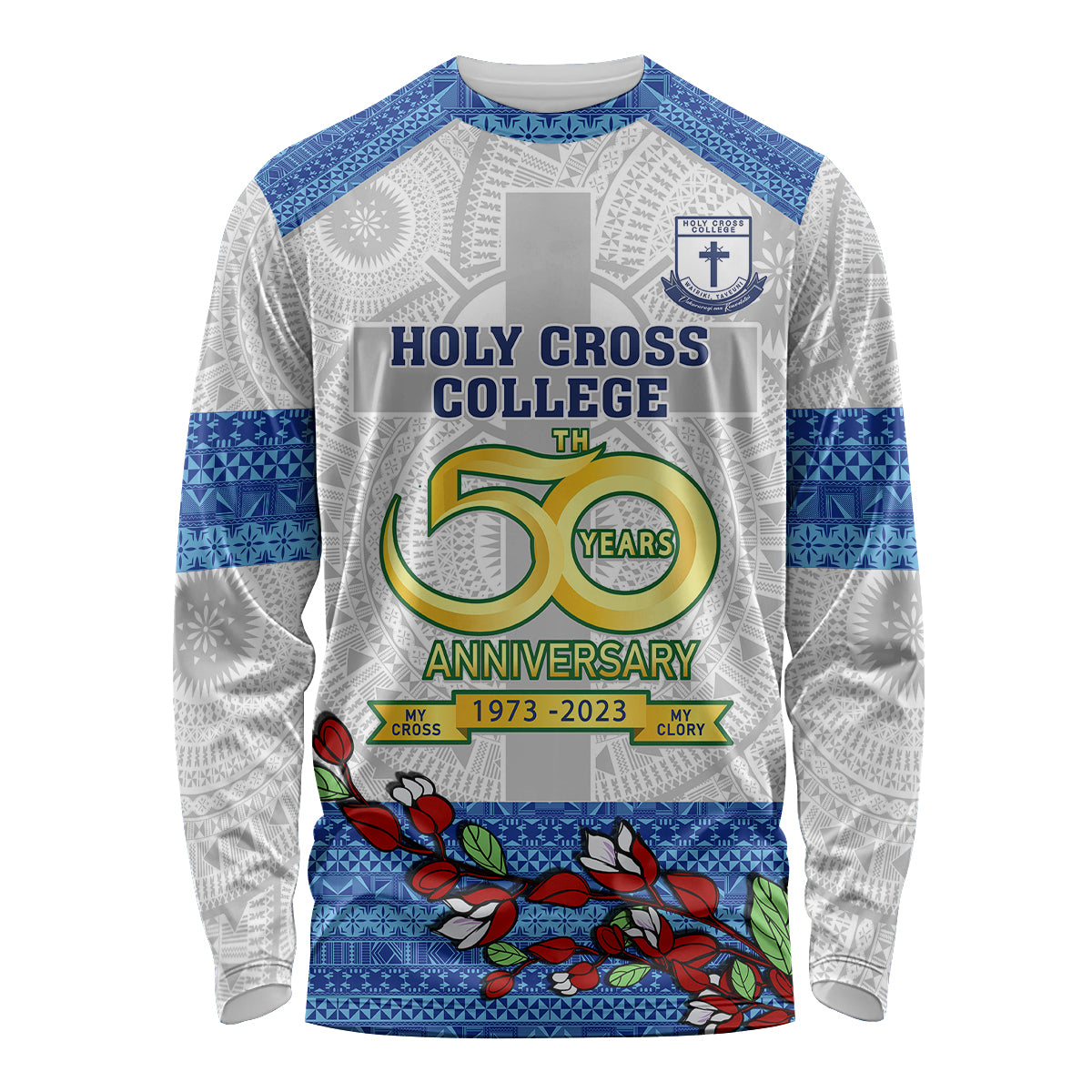 fiji-holy-cross-college-long-sleeve-shirt-happy-50th-anniversary-fijian-tagimoucia-tapa-pattern