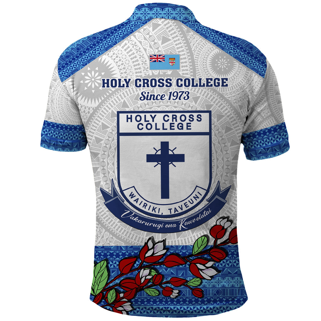 Fiji Holy Cross College Polo Shirt Happy 50th Anniversary Fijian Tagimoucia Tapa Pattern LT14 - Polynesian Pride