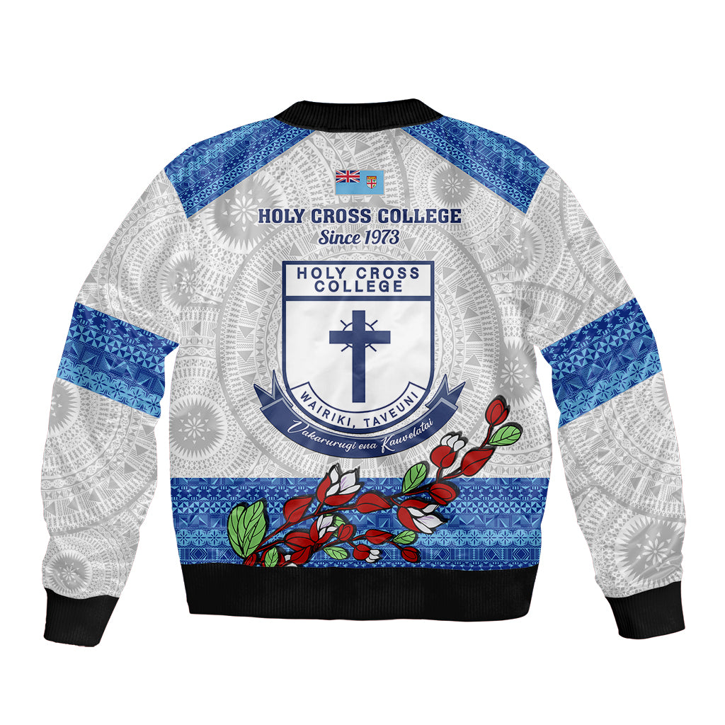 Fiji Holy Cross College Sleeve Zip Bomber Jacket Happy 50th Anniversary Fijian Tagimoucia Tapa Pattern LT14 - Polynesian Pride