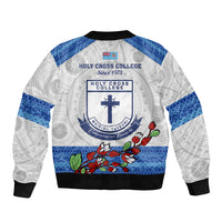 Fiji Holy Cross College Sleeve Zip Bomber Jacket Happy 50th Anniversary Fijian Tagimoucia Tapa Pattern LT14 - Polynesian Pride