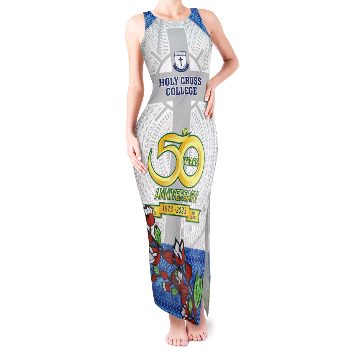 fiji-holy-cross-college-tank-maxi-dress-happy-50th-anniversary-fijian-tagimoucia-tapa-pattern