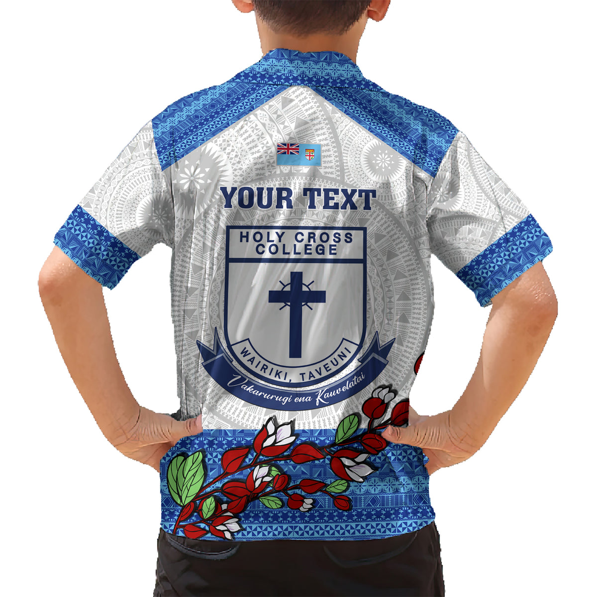 personalised-fiji-holy-cross-college-kid-hawaiian-shirt-happy-50th-anniversary-fijian-tagimoucia-tapa-pattern