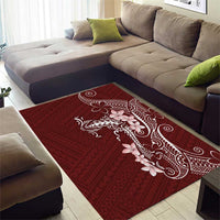 Oxblood Hawaii Area Rug Hammerhead Shark Tattoo Curve Polynesian - Polynesian Pride
