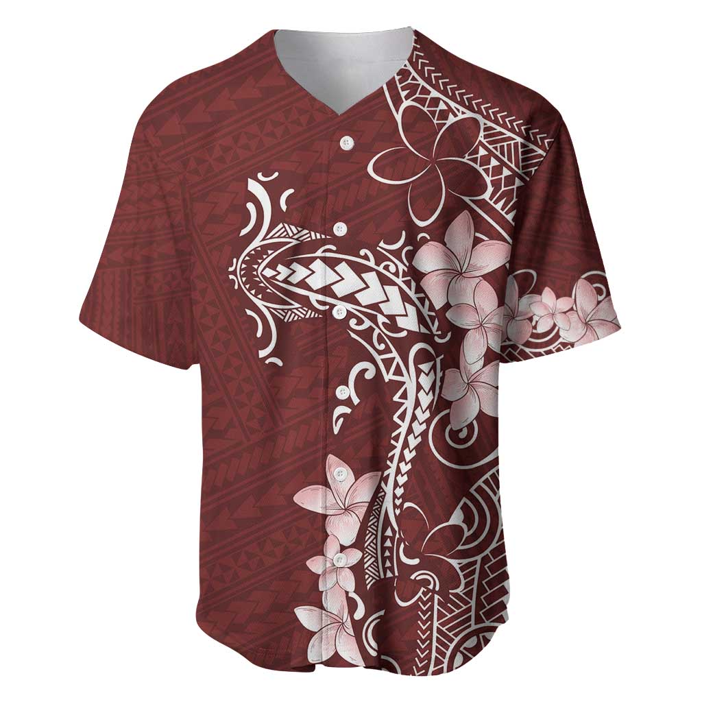 Oxblood Hawaii Baseball Jersey Hammerhead Shark Tattoo Curve Polynesian - Polynesian Pride