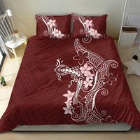 Oxblood Hawaii Bedding Set Hammerhead Shark Tattoo Curve Polynesian - Polynesian Pride