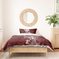 Oxblood Hawaii Bedding Set Hammerhead Shark Tattoo Curve Polynesian - Polynesian Pride