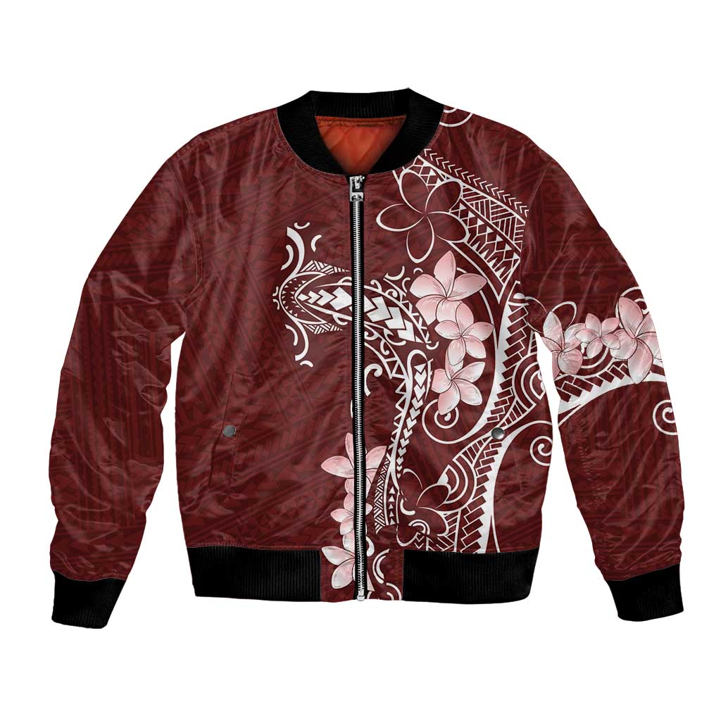 Oxblood Hawaii Bomber Jacket Hammerhead Shark Tattoo Curve Polynesian - Polynesian Pride