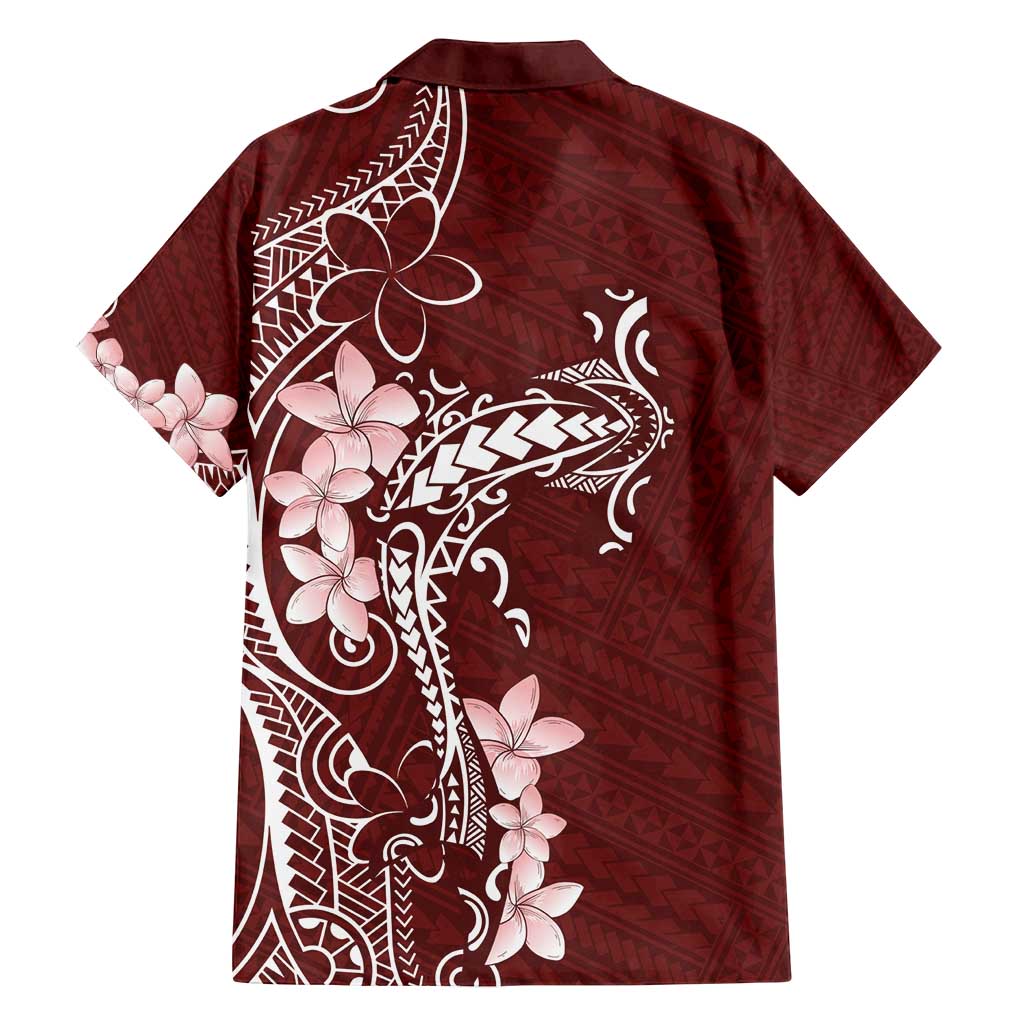 Oxblood Hawaii Family Matching Long Sleeve Bodycon Dress and Hawaiian Shirt Hammerhead Shark Tattoo Curve Polynesian - Polynesian Pride