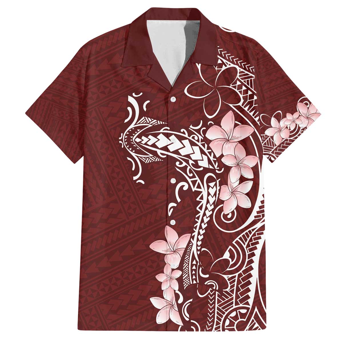 Oxblood Hawaii Family Matching Off The Shoulder Long Sleeve Dress and Hawaiian Shirt Hammerhead Shark Tattoo Curve Polynesian - Polynesian Pride