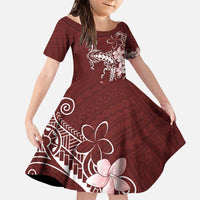Oxblood Hawaii Family Matching Puletasi and Hawaiian Shirt Hammerhead Shark Tattoo Curve Polynesian - Polynesian Pride