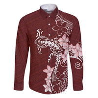 Oxblood Hawaii Family Matching Puletasi and Hawaiian Shirt Hammerhead Shark Tattoo Curve Polynesian - Polynesian Pride