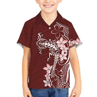 Oxblood Hawaii Family Matching Puletasi and Hawaiian Shirt Hammerhead Shark Tattoo Curve Polynesian - Polynesian Pride