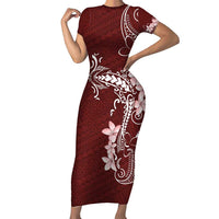 Oxblood Hawaii Family Matching Short Sleeve Bodycon Dress and Hawaiian Shirt Hammerhead Shark Tattoo Curve Polynesian - Polynesian Pride