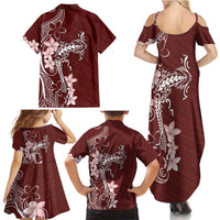 Oxblood Hawaii Family Matching Summer Maxi Dress and Hawaiian Shirt Hammerhead Shark Tattoo Curve Polynesian - Polynesian Pride