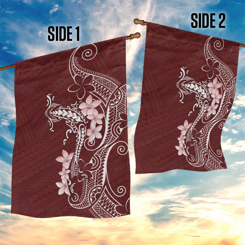 Oxblood Hawaii Garden Flag Hammerhead Shark Tattoo Curve Polynesian - Polynesian Pride