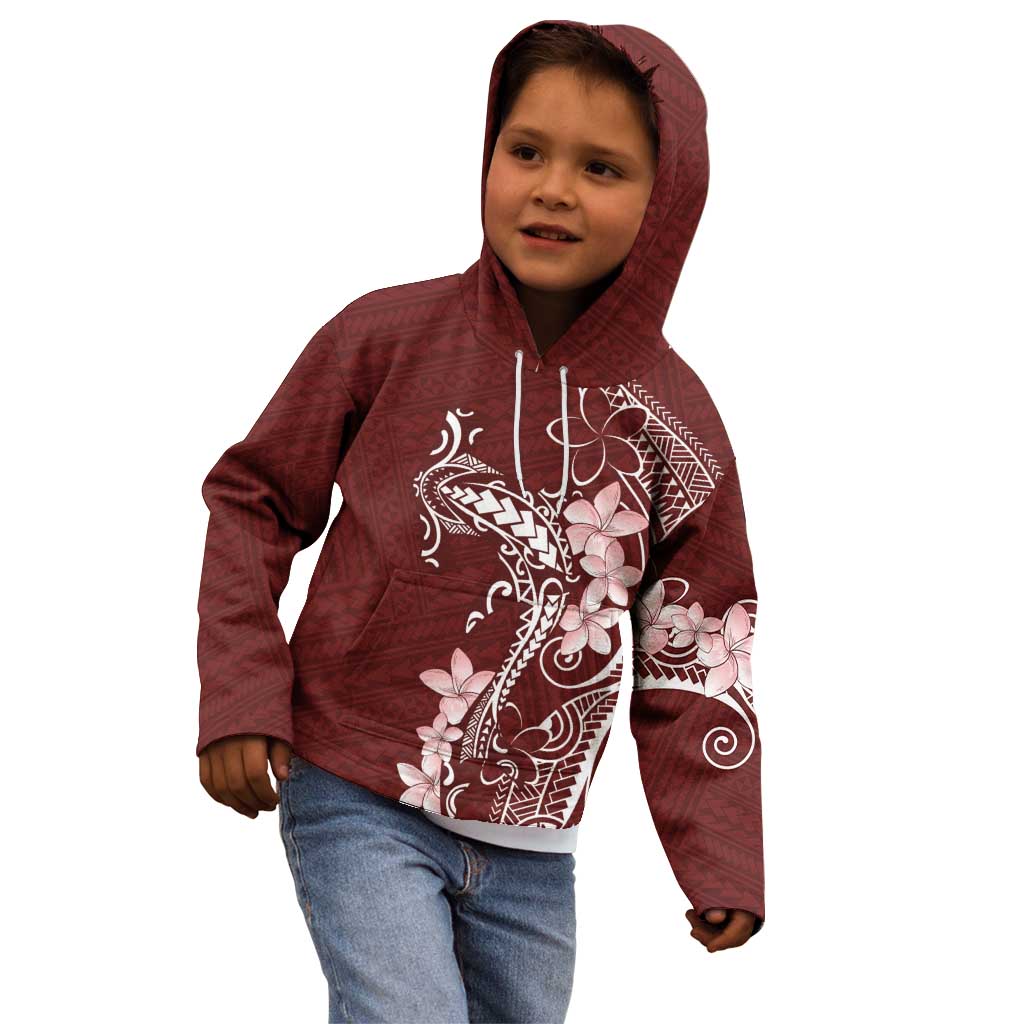 Oxblood Hawaii Kid Hoodie Hammerhead Shark Tattoo Curve Polynesian - Polynesian Pride