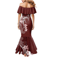 Oxblood Hawaii Mermaid Dress Hammerhead Shark Tattoo Curve Polynesian - Polynesian Pride