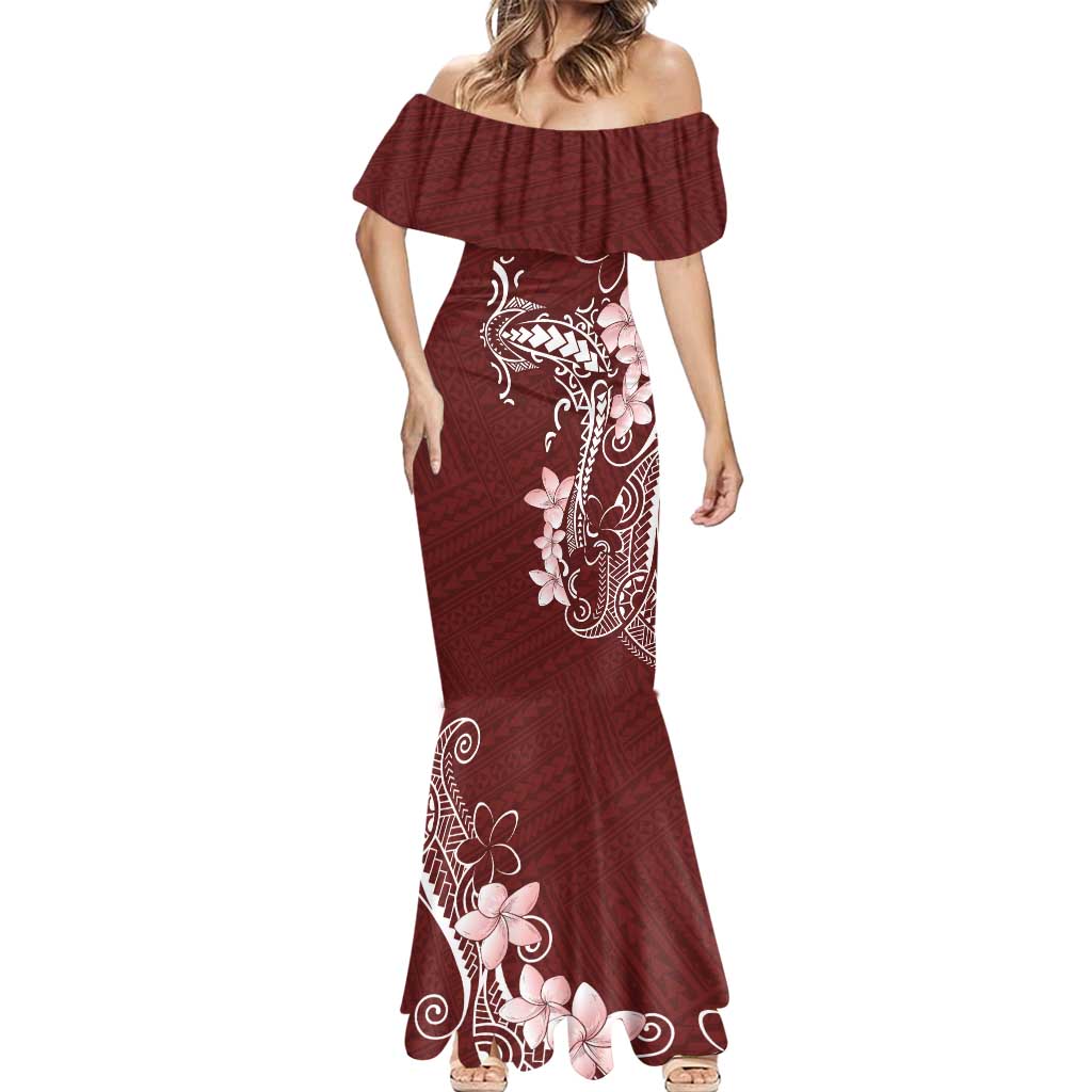 Oxblood Hawaii Mermaid Dress Hammerhead Shark Tattoo Curve Polynesian - Polynesian Pride