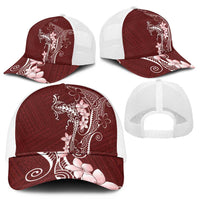Oxblood Hawaii Mesh Trucker Cap Hammerhead Shark Tattoo Curve Polynesian - Polynesian Pride