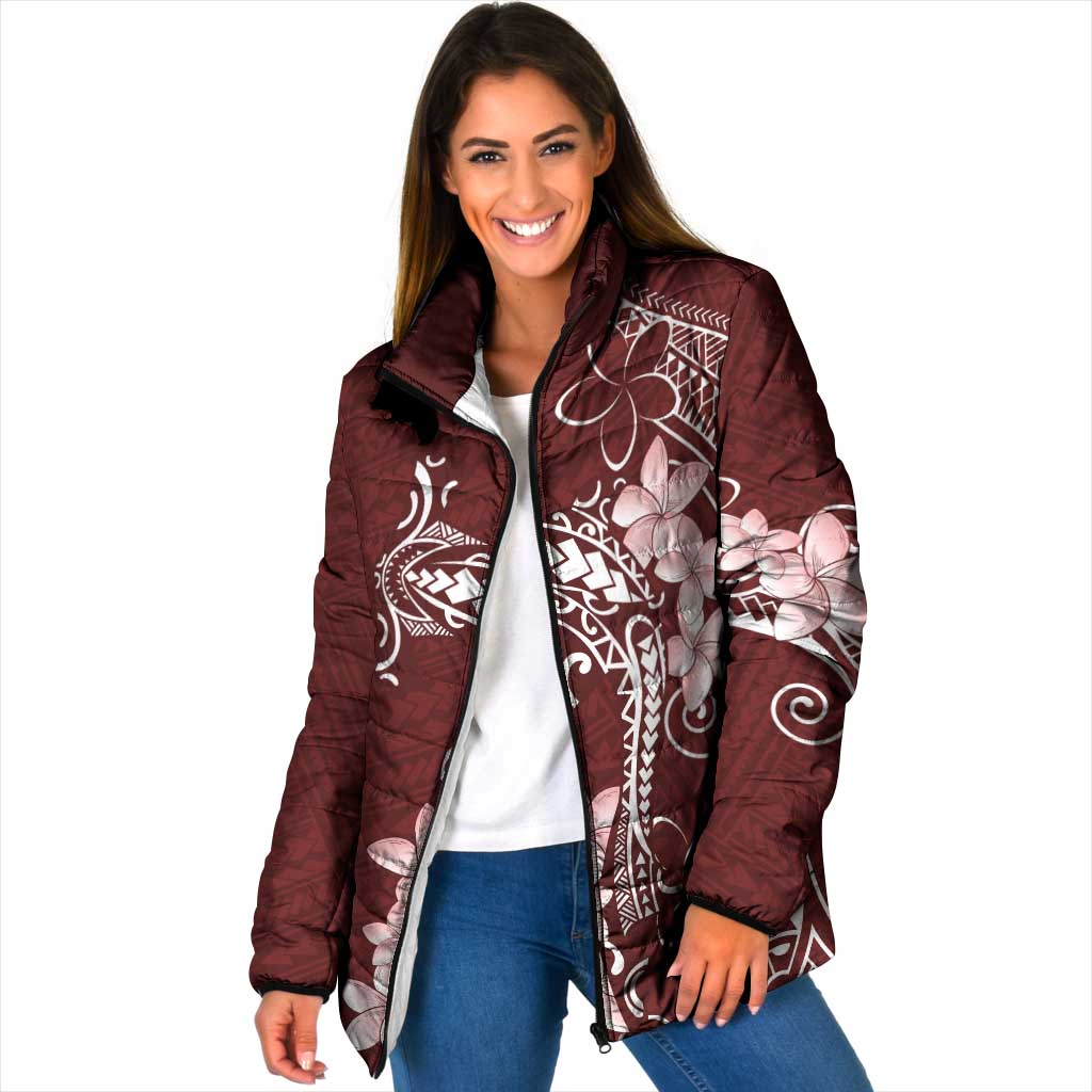 Oxblood Hawaii Padded Jacket Hammerhead Shark Tattoo Curve Polynesian - Polynesian Pride