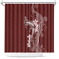 Oxblood Hawaii Shower Curtain Hammerhead Shark Tattoo Curve Polynesian - Polynesian Pride
