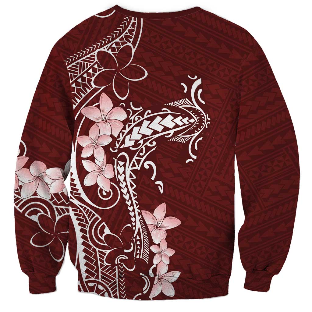 Oxblood Hawaii Sweatshirt Hammerhead Shark Tattoo Curve Polynesian - Polynesian Pride