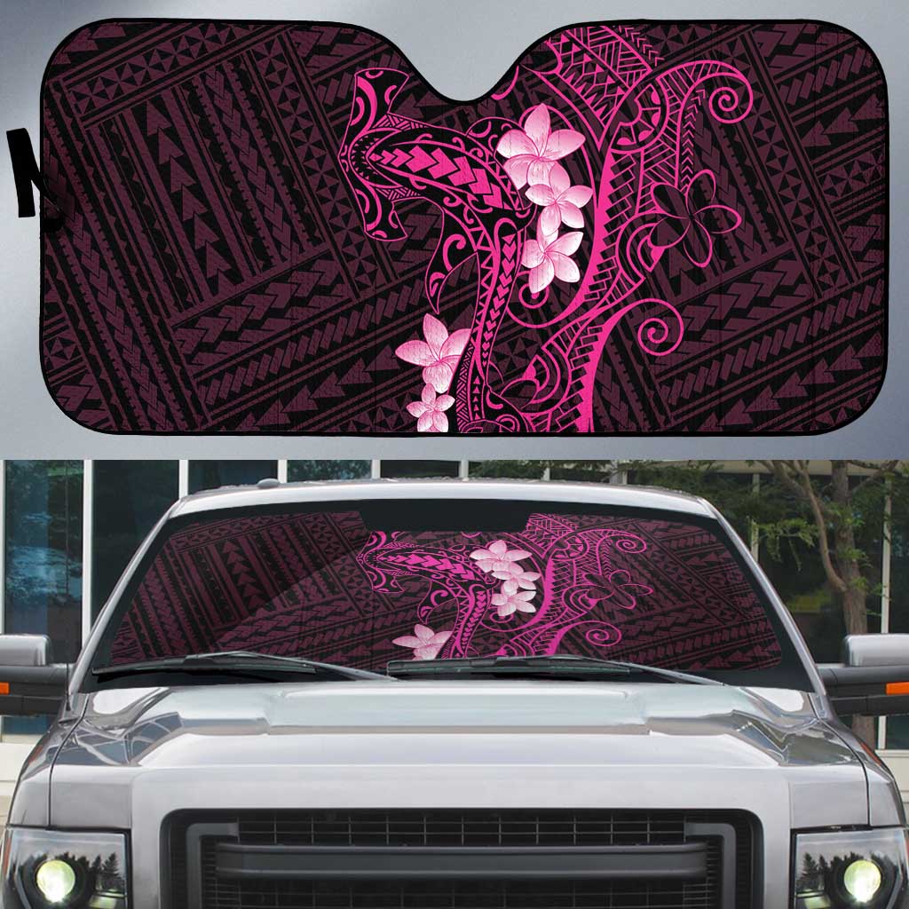 Pink Hawaii Auto Sun Shade Hammerhead Shark Tattoo Curve Polynesian - Polynesian Pride