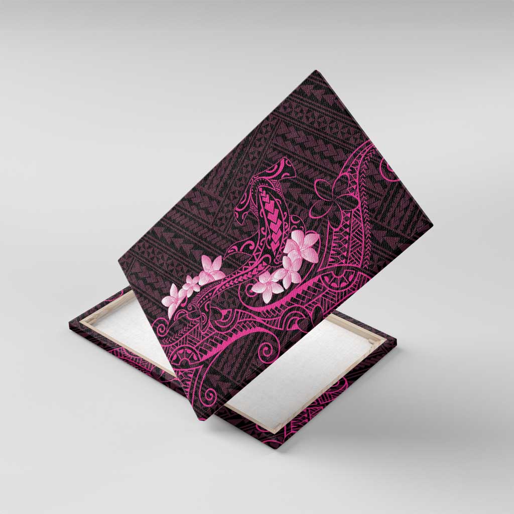 Pink Hawaii Canvas Wall Art Hammerhead Shark Tattoo Curve Polynesian - Polynesian Pride