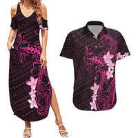 Pink Hawaii Couples Matching Summer Maxi Dress and Hawaiian Shirt Hammerhead Shark Tattoo Curve Polynesian - Polynesian Pride