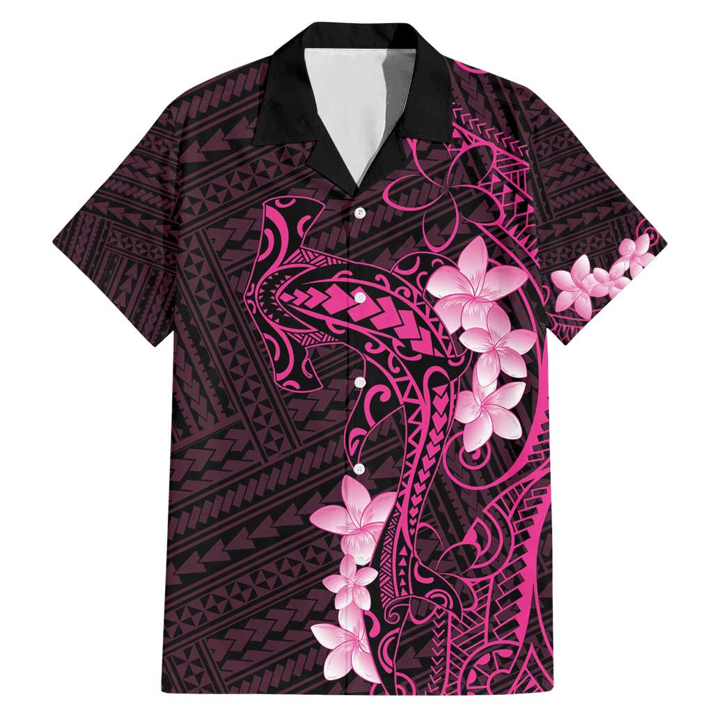 Pink Hawaii Family Matching Mermaid Dress and Hawaiian Shirt Hammerhead Shark Tattoo Curve Polynesian - Polynesian Pride