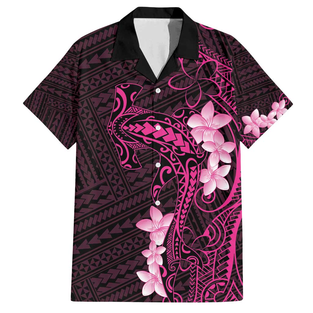 Pink Hawaii Family Matching Puletasi and Hawaiian Shirt Hammerhead Shark Tattoo Curve Polynesian - Polynesian Pride