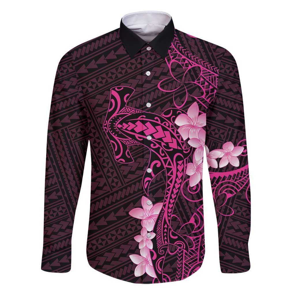 Pink Hawaii Family Matching Puletasi and Hawaiian Shirt Hammerhead Shark Tattoo Curve Polynesian - Polynesian Pride