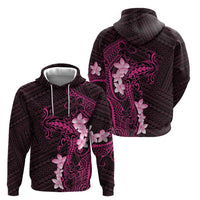 Pink Hawaii Hoodie Hammerhead Shark Tattoo Curve Polynesian - Polynesian Pride