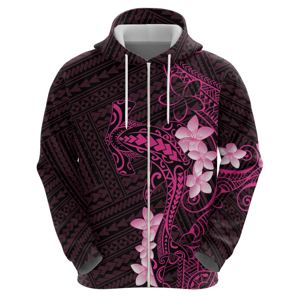 Pink Hawaii Hoodie Hammerhead Shark Tattoo Curve Polynesian - Polynesian Pride