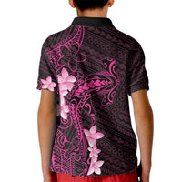 Pink Hawaii Kid Polo Shirt Hammerhead Shark Tattoo Curve Polynesian - Polynesian Pride