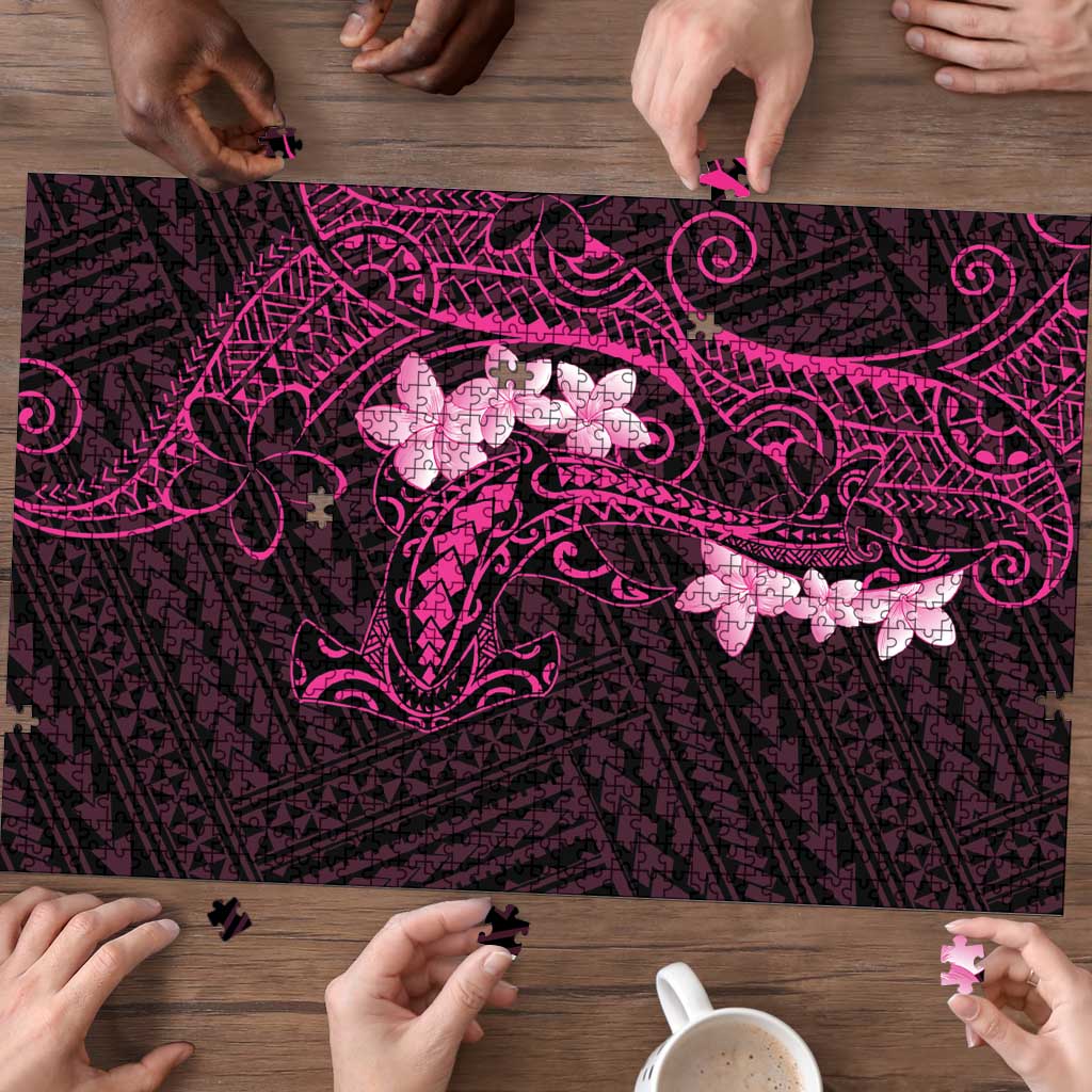 Pink Hawaii Puzzle Hammerhead Shark Tattoo Curve Polynesian - Polynesian Pride