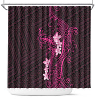 Pink Hawaii Shower Curtain Hammerhead Shark Tattoo Curve Polynesian - Polynesian Pride